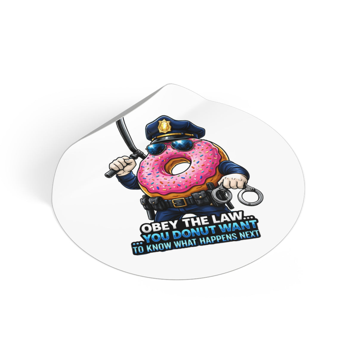 Donut Cop Obey the Law Sticker