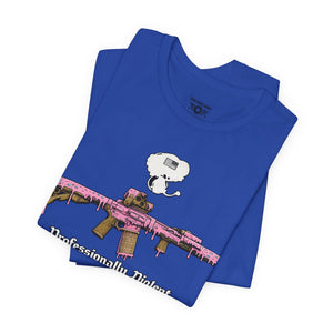 Professionally Violent Tee — Snoopy with Pink Rifle Graphic T-Shirt