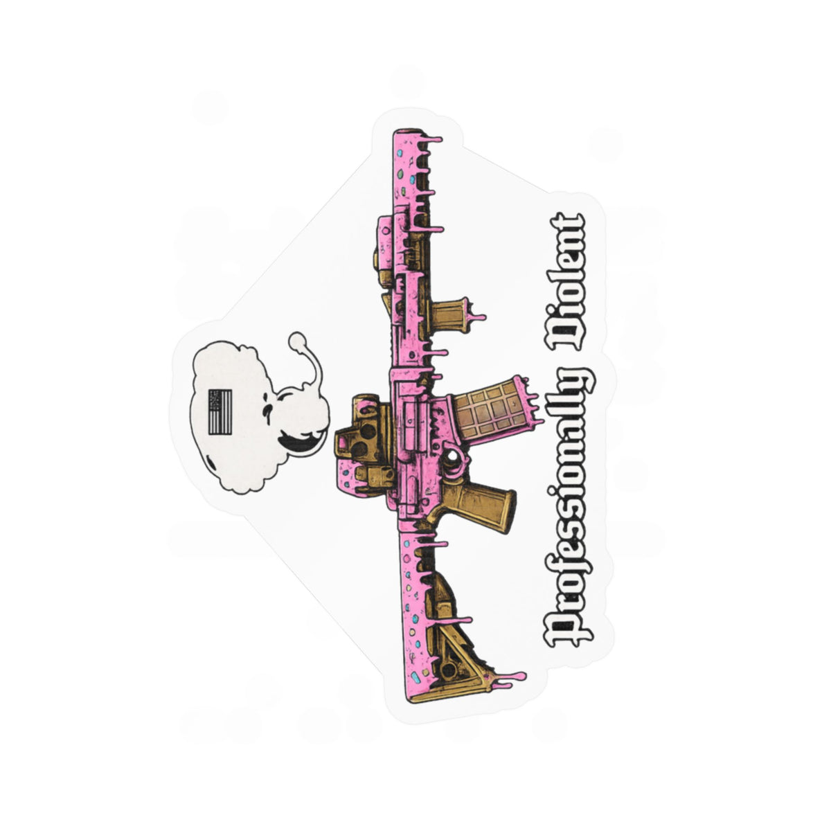 Professionaly Violent Pink Rifle Vinyl Sticker — Kiss-Cut Decal