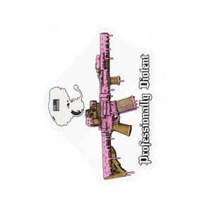 Professionaly Violent Pink Rifle Vinyl Sticker — Kiss-Cut Decal