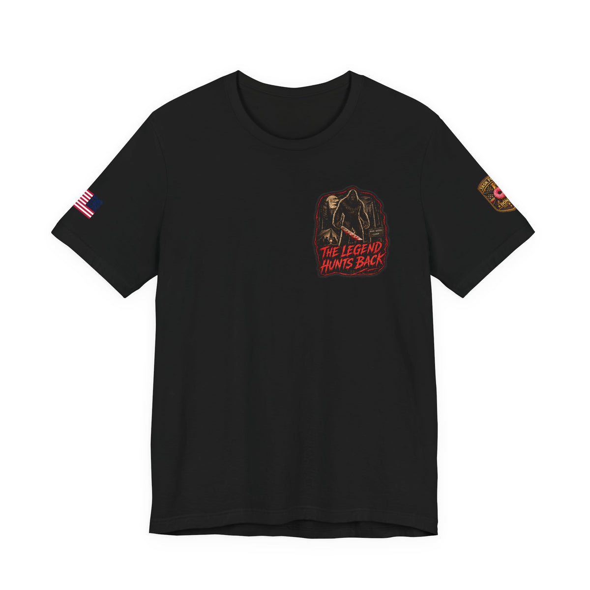 SlashSquatch Horror Graphic Tee — 'The Legend Hunts Back' Bigfoot Slasher Shirt