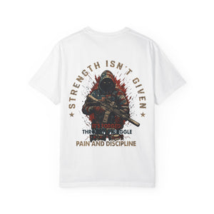 Defender Graphic T-Shirt — "Strength Isn’t Given" Military Style Tee