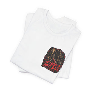 SlashSquatch Horror Graphic Tee — 'The Legend Hunts Back' Bigfoot Slasher Shirt