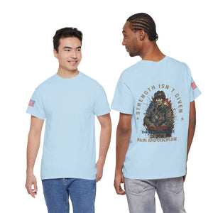 Military Veteran T-Shirt — "Strength Isn’t Given" Motivational Combat Tee