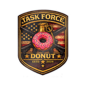Task Force Donut Vinyl Sticker — Military Patch Style Kiss-Cut Decal
