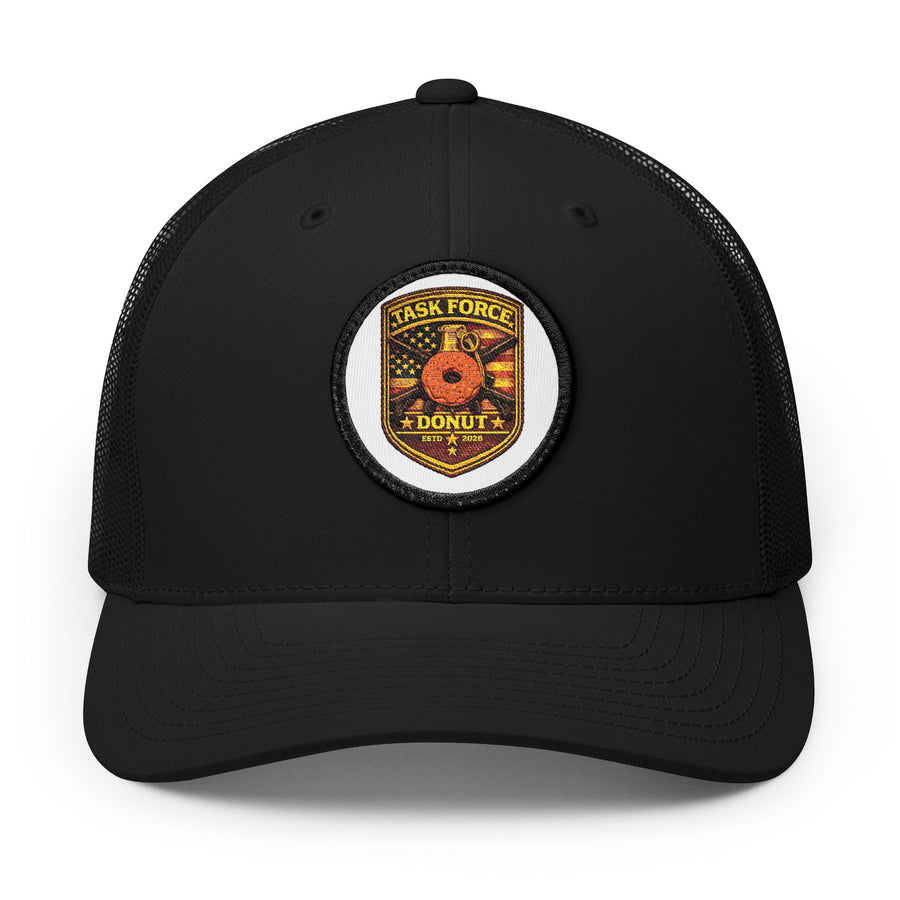 Donut Rescue Patch Trucker Hat — Embroidered Snapback Cap