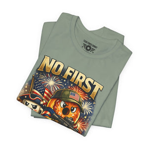 No First Without the Second Graphic Tee — Patriotic Military Fireworks Design