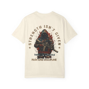 Defender Graphic T-Shirt — "Strength Isn’t Given" Military Style Tee