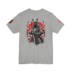 Samurai Armor Tee — Red Sun & Cherry Blossom Japanese Warrior T‑Shirt
