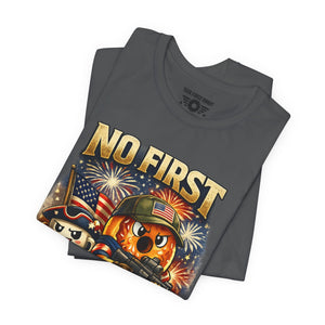 No First Without the Second Graphic Tee — Patriotic Military Fireworks Design