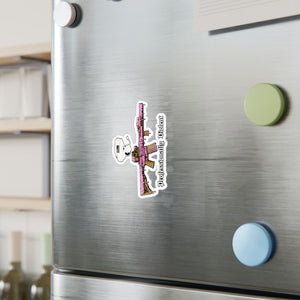 Professionaly Violent Pink Rifle Vinyl Sticker — Kiss-Cut Decal