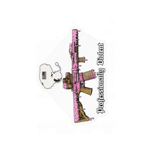 Professionaly Violent Pink Rifle Vinyl Sticker — Kiss-Cut Decal