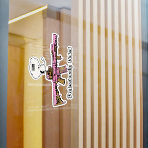 Professionaly Violent Pink Rifle Vinyl Sticker — Kiss-Cut Decal