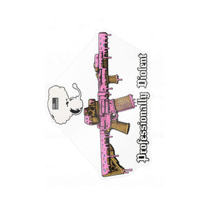 Professionaly Violent Pink Rifle Vinyl Sticker — Kiss-Cut Decal