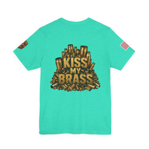 Kiss My Brass Graphic Tee — Patriotic Bullets Metalworking Shirt