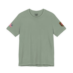 T-Shirt — Born Without the Second (Pro-2A American Flag Rifle Back Print)