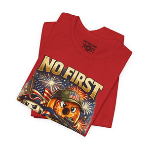 No First Without the Second Graphic Tee — Patriotic Military Fireworks Design