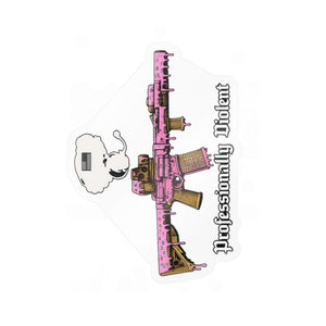 Professionaly Violent Pink Rifle Vinyl Sticker — Kiss-Cut Decal