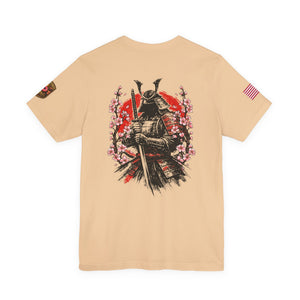 Samurai Armor Tee — Red Sun & Cherry Blossom Japanese Warrior T‑Shirt