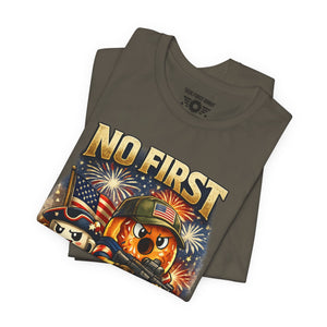 No First Without the Second Graphic Tee — Patriotic Military Fireworks Design