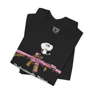 Professionally Violent Tee — Snoopy with Pink Rifle Graphic T-Shirt
