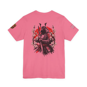 Samurai Armor Tee — Red Sun & Cherry Blossom Japanese Warrior T‑Shirt