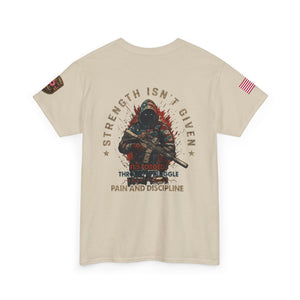 Defender Graphic T-Shirt — "Strength Isn’t Given" Military Style Tee