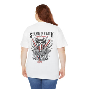 Stand Ready T‑Shirt — Patriotic Eagle & Shield Graphic Tee