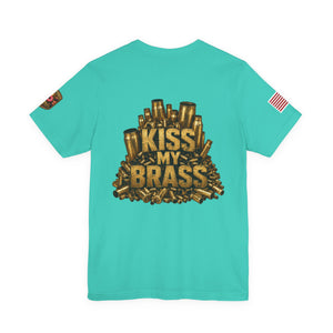 Kiss My Brass Graphic Tee — Patriotic Bullets Metalworking Shirt