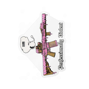 Professionaly Violent Pink Rifle Vinyl Sticker — Kiss-Cut Decal