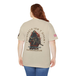 Defender Graphic T-Shirt — "Strength Isn’t Given" Military Style Tee