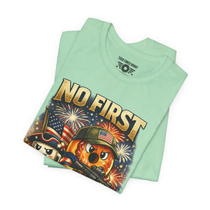 No First Without the Second Graphic Tee — Patriotic Military Fireworks Design