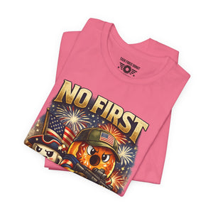 No First Without the Second Graphic Tee — Patriotic Military Fireworks Design