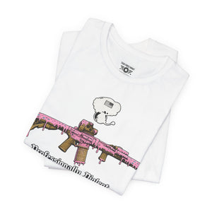 Professionally Violent Tee — Snoopy with Pink Rifle Graphic T-Shirt