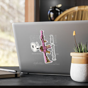 Professionaly Violent Pink Rifle Vinyl Sticker — Kiss-Cut Decal