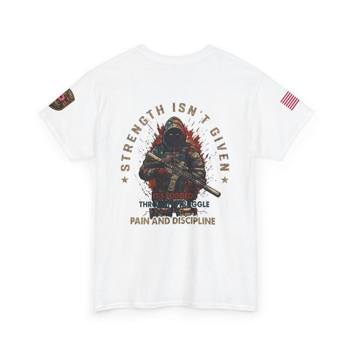 Defender Graphic T-Shirt — "Strength Isn’t Given" Military Style Tee