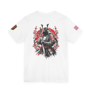 Samurai Armor Tee — Red Sun & Cherry Blossom Japanese Warrior T‑Shirt