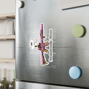 Professionaly Violent Pink Rifle Vinyl Sticker — Kiss-Cut Decal