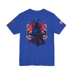 Samurai Armor Tee — Red Sun & Cherry Blossom Japanese Warrior T‑Shirt