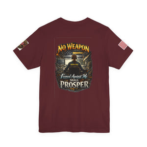 No Weapon Formed Against Me Tee — Patriotic T-Shirt