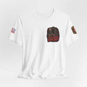 SlashSquatch Horror Graphic Tee — 'The Legend Hunts Back' Bigfoot Slasher Shirt