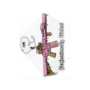 Professionaly Violent Pink Rifle Vinyl Sticker — Kiss-Cut Decal