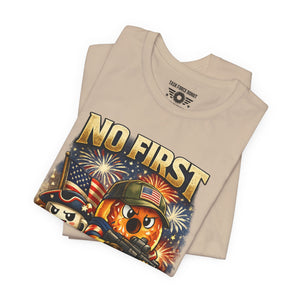 No First Without the Second Graphic Tee — Patriotic Military Fireworks Design