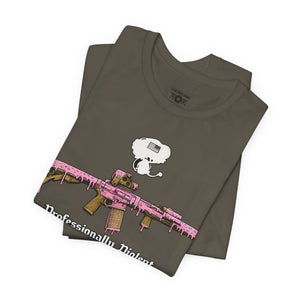 Professionally Violent Tee — Snoopy with Pink Rifle Graphic T-Shirt