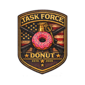 Task Force Donut Vinyl Sticker — Military Patch Style Kiss-Cut Decal