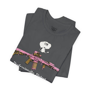 Professionally Violent Tee — Snoopy with Pink Rifle Graphic T-Shirt