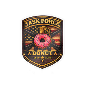 Task Force Donut Vinyl Sticker — Military Patch Style Kiss-Cut Decal