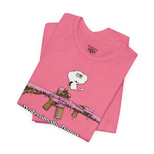 Professionally Violent Tee — Snoopy with Pink Rifle Graphic T-Shirt
